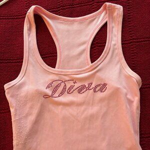Diva Rhinestone Women's Pink Tank Top